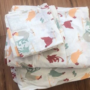 Garnet Hill Multicolor Chicken Print Bedding Sheet set queen